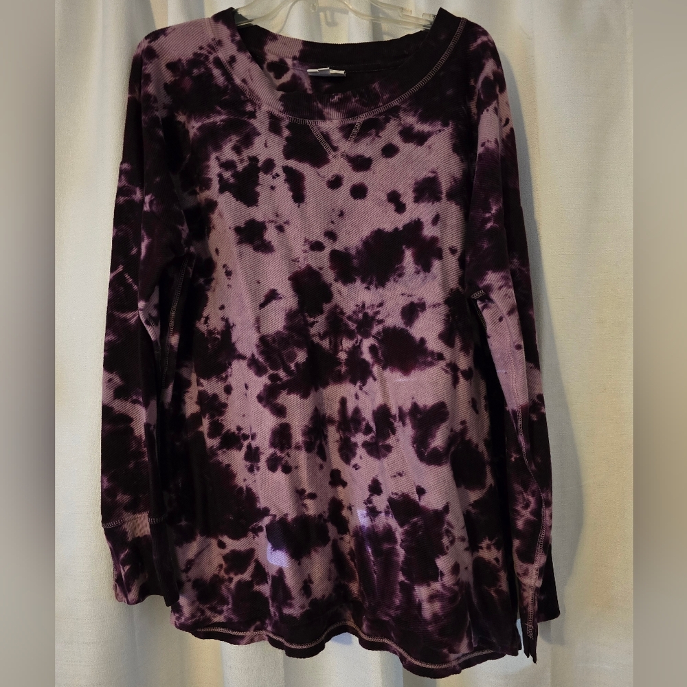 Wonderly Studio Multicolored Ribbed Tie-Dyed Long Sleeve Tee Size XL